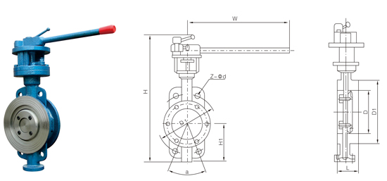 手柄式夹式金属硬密封蝶阀